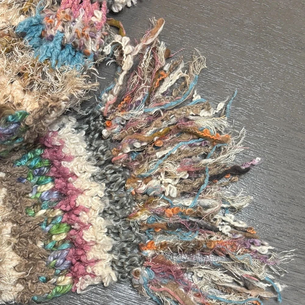 Scandi Girl Colorful Yarn Fringe Cozy Knit Winter Scarf Steve Madden One Size